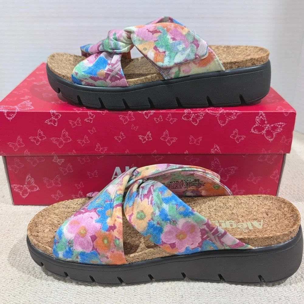 Alegria Rylie Earth Goddess Floral Platform Sandals 35 5-5.5 NIB